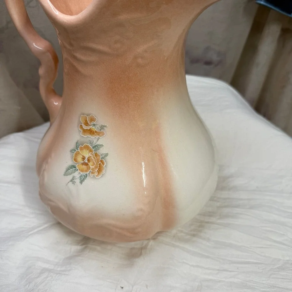 VINTAGE IRONSTONE WATER PITCHER Peach‎ vase
